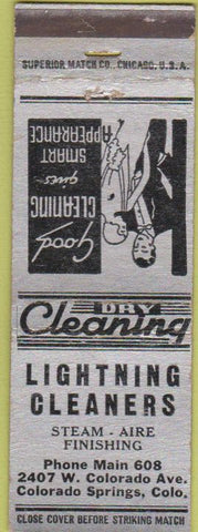 Matchbook Cover - Lightning Cleaners Colorado Springs CO