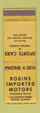 Matchbook Cover - Robins Imported Motors Peoria IL WEAR