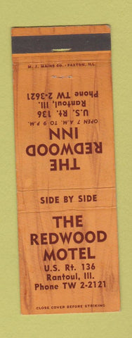 Matchbook Cover - Redwood Motel Rantoul IL
