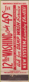 Matchbook Cover - New System Laundry NO TOWN