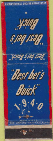 Matchbook Cover - 1940 Buick  WORN