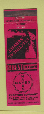 Matchbook Cover - Mayes Electric Midland TX