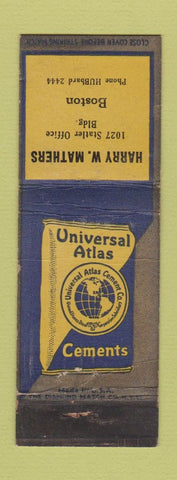 Matchbook Cover - Universal Atlas Cements Harry Mathers Boston MA WEAR