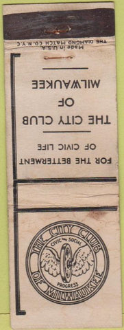 Matchbook Cover - The City Club of Milwaukee WI WORN