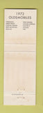 Matchbook Cover - 1972 Oldsmobile Barberton OH WEAR