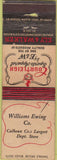 Matchbook Cover - Williams Ewing Co Calhoun County wear