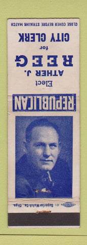 Matchbook Cover - Ather Reed City Clerk Election