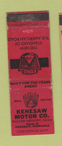 Matchbook Cover - Kenesaw Ford NE low phone # WORN