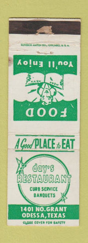 Matchbook Cover - Day's Restaurant Odessa TX girlie WEAR