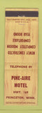 Matchbook Cover - Pine Aire Motel Princeton MN low phone #