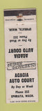 Matchbook Cover - Acacia Auto Court Ephrata WA low phone # WEAR