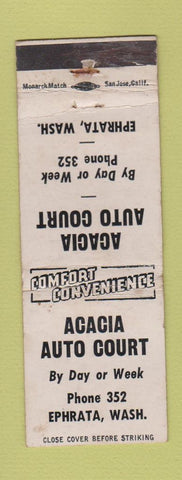 Matchbook Cover - Acacia Auto Court Ephrata WA low phone # WEAR