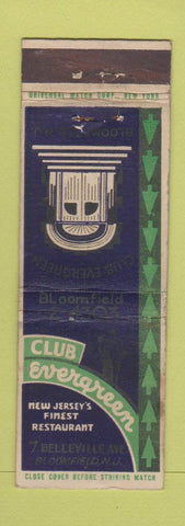 Matchbook Cover - Club Evergreen Bloomfield NJ UNIVERSAL LONG