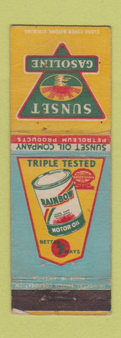 Matchbook Cover - Sunset oil gas Rainbow Batteries