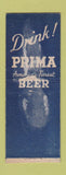 Matchbook Cover - Prima Beer Chicago IL BOBTAIL