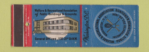 Matchbook Cover - Welfare and Recreation Association Washington DC
