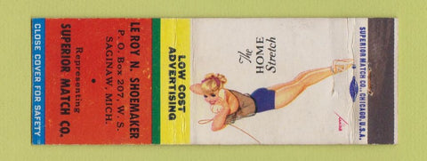 Matchbook Cover - Superior Match Le Roy Shoemaker Saginaw MI pinup