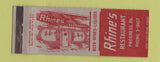 Matchbook Cover - Rhine's Restaurant Progress PA