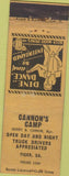 Matchbook Cover - Cannon's Camp Tiger GA WEAR