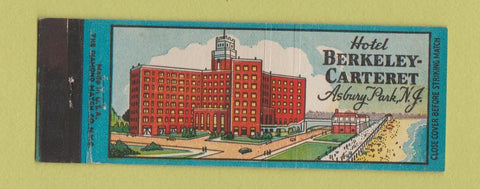 Matchbook Cover - Hotel Berkeley Carteret Asbury Park NJ Full Length