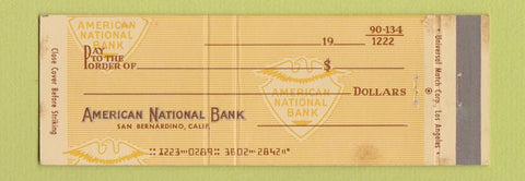 Matchbook Cover - American National Bank San Bernardino CA  Full Length