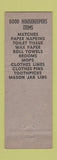 Matchbook Cover - Good House Keepers Products Cupples St Louis MO Full Length