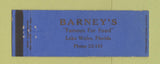 Matchbook Cover - Barney's Lake Wells FL restaurant Full Length