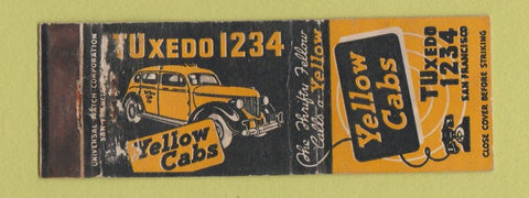 Matchbook Cover - Yellow Cabs Taxi San Francisco CA