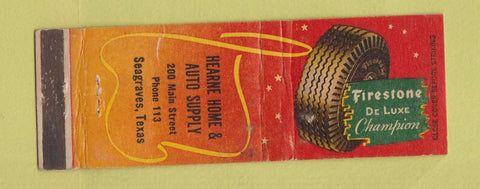 Matchbook Cover - Firestone Tires Hearne Auto Supply Seagraves TX low phone #