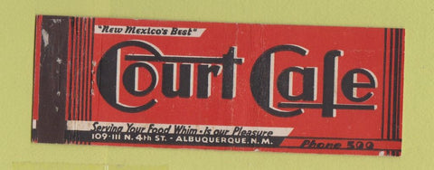 Matchbook Cover - Court Cafe Albuquerque NM low phone # Full Length