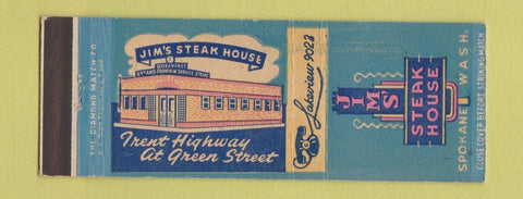 Matchbook Cover - Jim's Steak House Spokane WA