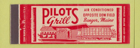 Matchbook Cover - Pilots Grill Bangor ME RED Full Length