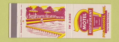 Matchbook Cover - Hillcrest Motel Pocahontas AR