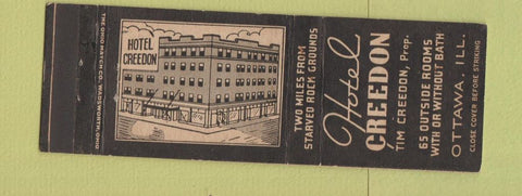 Matchbook Cover - Hotel Creedon Ottawa IL