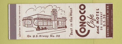 Matchbook Cover - Conoco Cafe Motel Grand Island NE