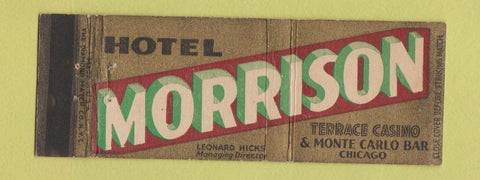 Matchbook Cover - Hotel Morrison Chicago IL Full Length
