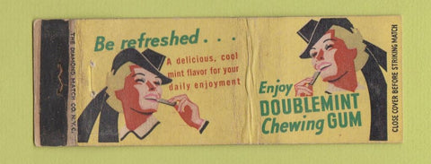 Matchbook Cover - Doublemint Chewing Gum girlie WORN YELLOW Full Length