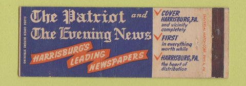 Matchbook Cover - Patriot and Evening News Harrisburg PA WEAR Full Length