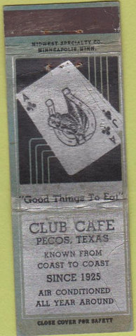 Matchbook Cover - Club Cafe Pecos TX WORN