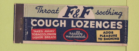 Matchbook Cover - F&F Cough Drops Walgreen's Full Length