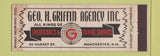 Matchbook Cover - Geo Griffin Insurance Manchester NH WEAR Full Length