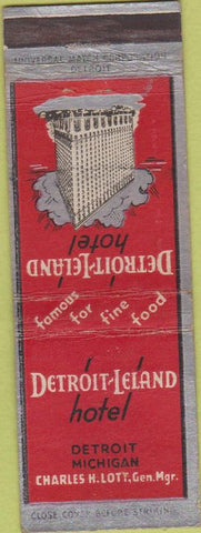 Matchbook Cover - Detroit Leland Hotel MI