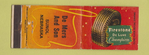 Matchbook Cover - Firestone Tires  De Mers Sunol NE WEAR