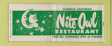 Matchbook Cover - Nite Owl Restaurant Glendale CA BOBTAIL WEAR F Full Length