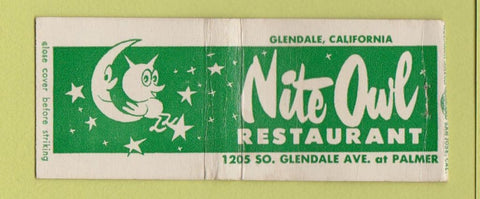 Matchbook Cover - Nite Owl Restaurant Glendale CA BOBTAIL WEAR F Full Length