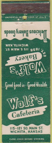 Matchbook Cover - Wolf's Cafeteria Wichita KS