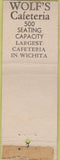 Matchbook Cover - Wolf's Cafeteria Wichita KS