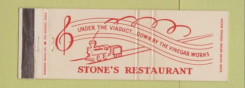 Matchbook Cover - Stone's Restaurant Marshalltown IA Full Length