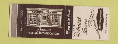 Matchbook Cover - Quinn's Colonial Tavern Saratoga Springs NY