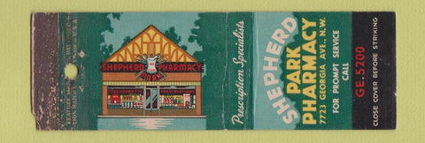 Matchbook Cover - Shepherd Park Drug feature WORN